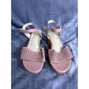 Nautica Melon Pink Ankle Strap Espadrille Platform Wedge Sandals Women's Size 10